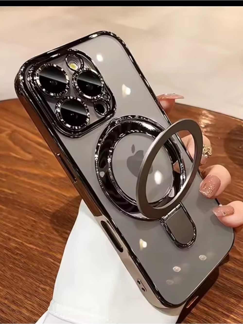 Apple MagSafe-Compatible Clear Case with Black Chrome Ring